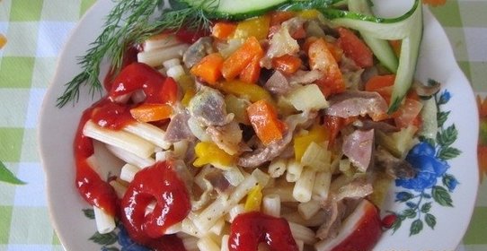 Гуляш из куриных желудков