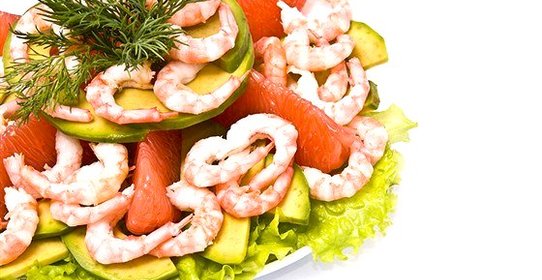 Салат из креветок с грейпфрутом