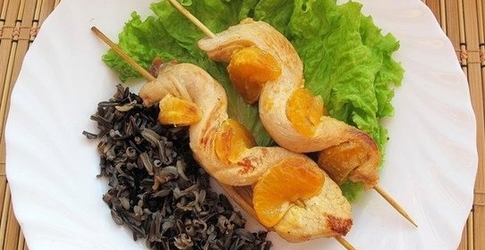 Куриные шашлычки с мандаринами