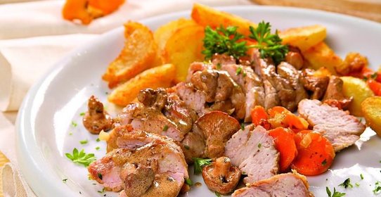 Телячья зобная железа с лисичками