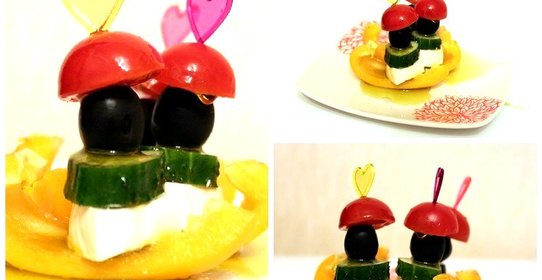 Греческий салат на шпажке