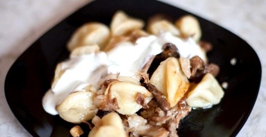 Галушки с грибами