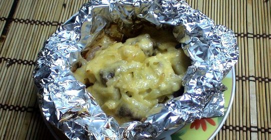 Говядина с овощами в фольге порционно