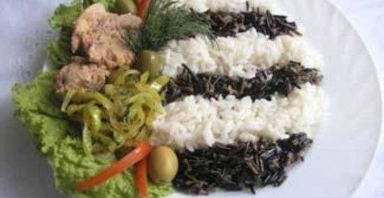 Ризотто-зебра с тунцом