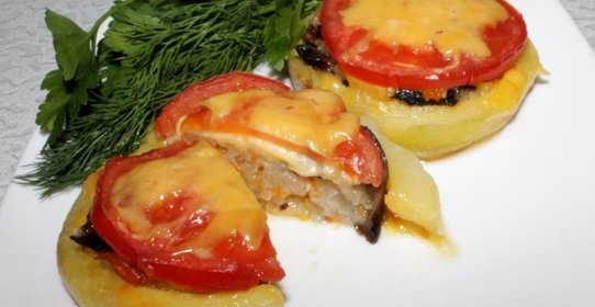 Кабачки, фаршированные грибами