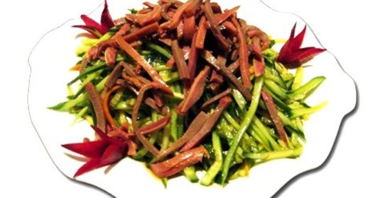 Китайский салат из языка с огурцами