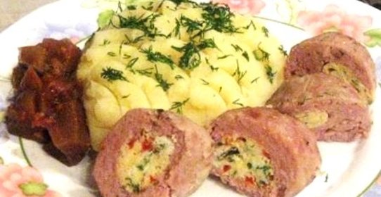 Мясные зразы с омлетом