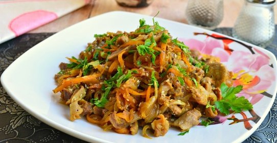 Куриные желудочки по-корейски