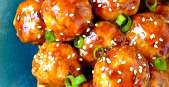 Запеченые куриные фрикадельки терияки