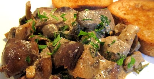 Почки тушеные с грибами