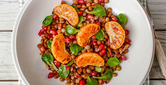 Салат из чечевицы с мандарином