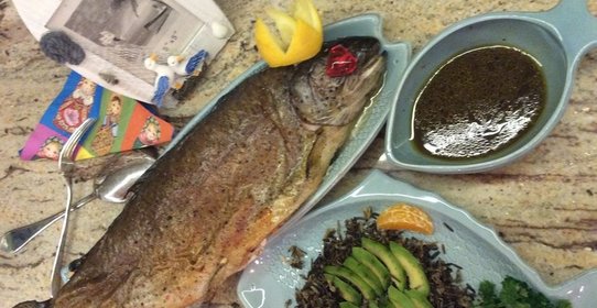 Форель по-баварски с диким рисом