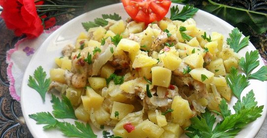 Картофель, запеченный с куриным филе