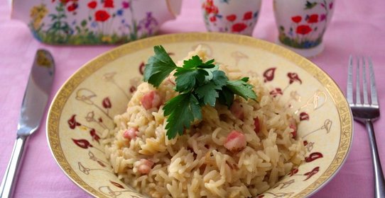 Ризотто с копченой грудинкой