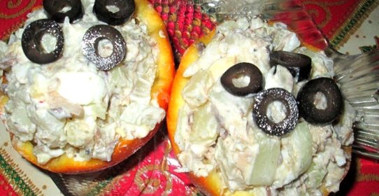 Салат в апельсиновых корзиночках