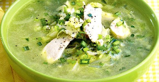 Щи из молодой капусты с курицей