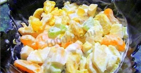 Фруктовый салат с мандаринами и мороженым