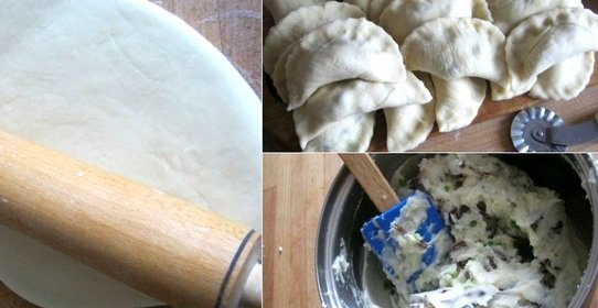 Вареники с картошкой, грибами и зеленью