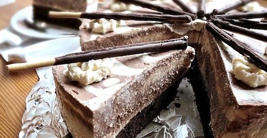 Торт Зебра с творожным и шоколадным кремом