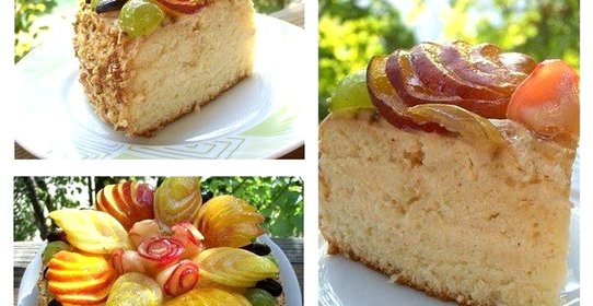 Бисквитный торт со сливочно-яблочным кремом