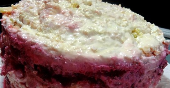 Селедка под шубой без картофеля с яйцами