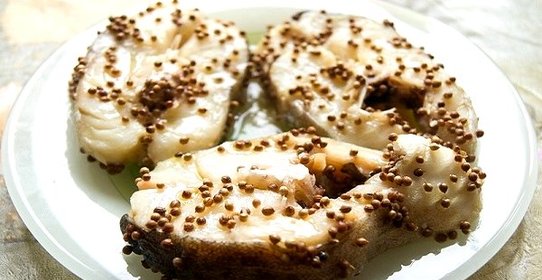 Стейк трески на пару