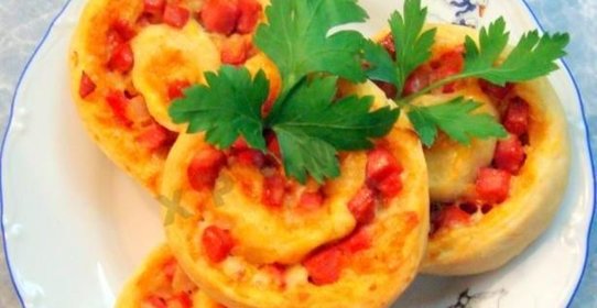 Рулетики-пиццы из творожного теста