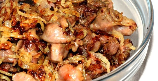 Жареные куриные желудочки