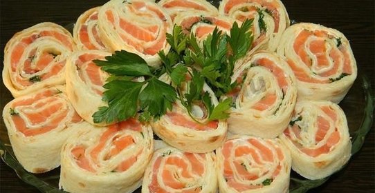 Лавашный рулет с семгой Трёхслойный