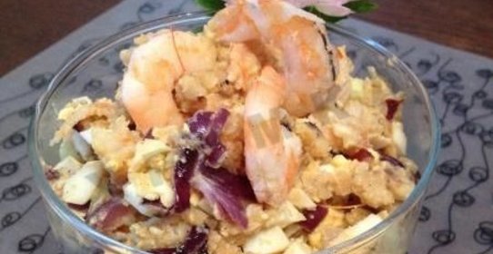 Салат с креветками и чечевицей белковый
