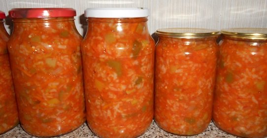 Овощной салат с рисом на зиму