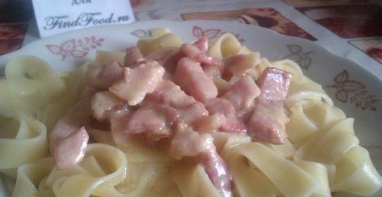 Фетучини с грудинкой в сливочном соусе
