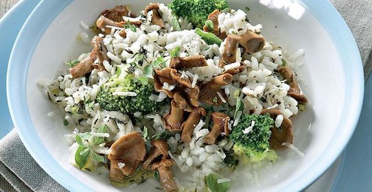 Рис с грибами и брокколи