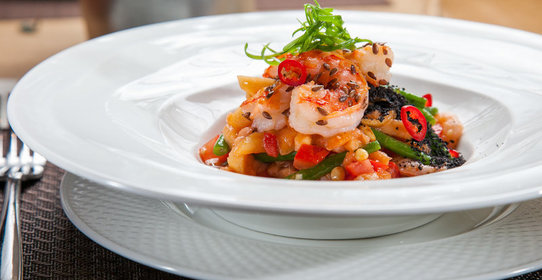 Салат с папайей и креветками