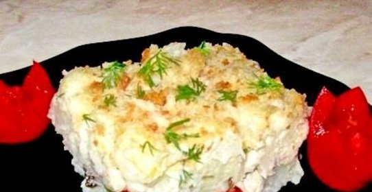 Гратен из цветной капусты с грибами