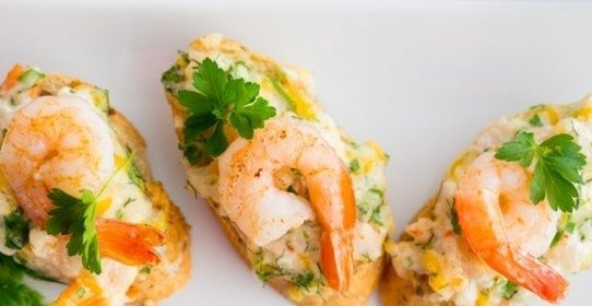 Гренки с креветками