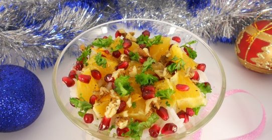 Рисовый салат с апельсином и гранатом