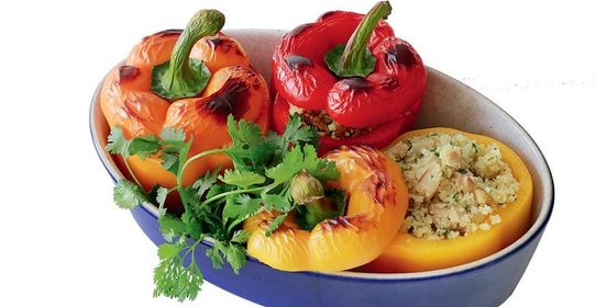 Сладкие перцы с грибами