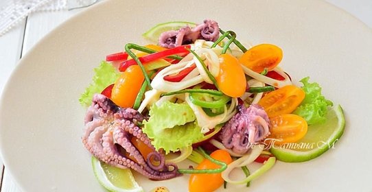 Салат с осьминогами Весенняя палитра