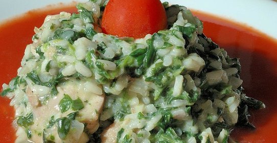 Ризотто с курицей и шпинатом