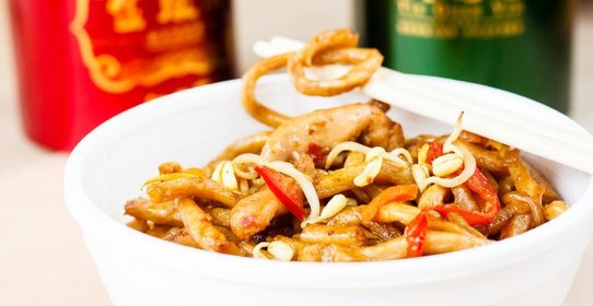 Гречневая лапша с курицей терияки