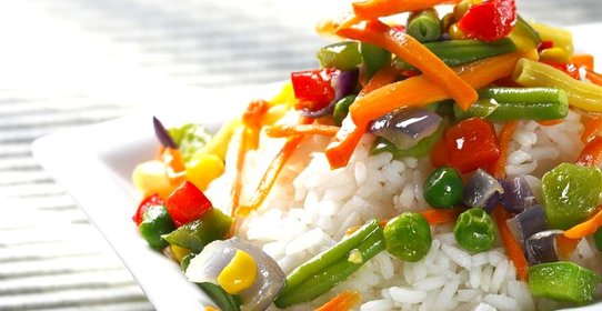 Рис с грибами и овощами на пару