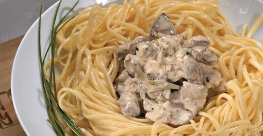 Лингвини с куриными потрошками