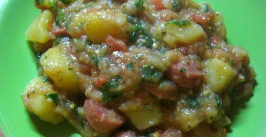 Овощное рагу с сосиками