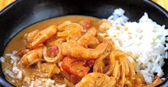 Креветки с чили и карри