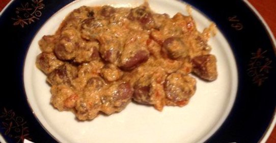 Куриные сердечки в сливках