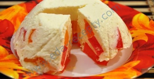 Желе сметанное с фруктовым наполнением