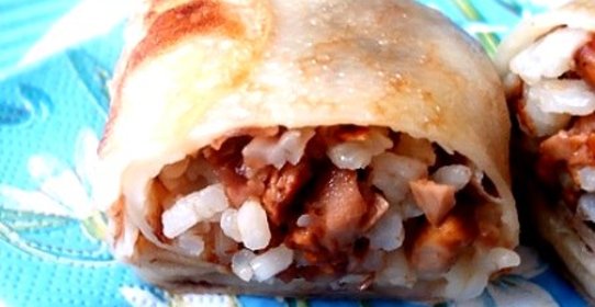 Блинчики с грибами и рисом