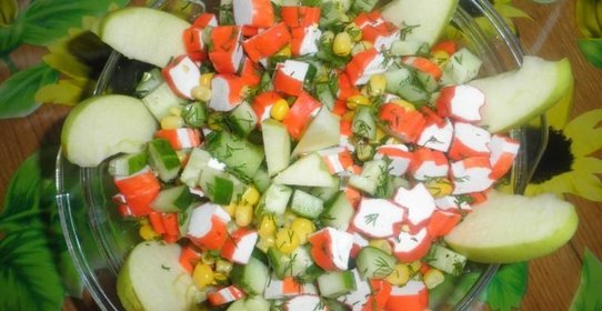 Салат крабовые палочки кукуруза огурец