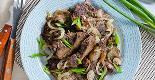 Печенка с салом в мультиварке